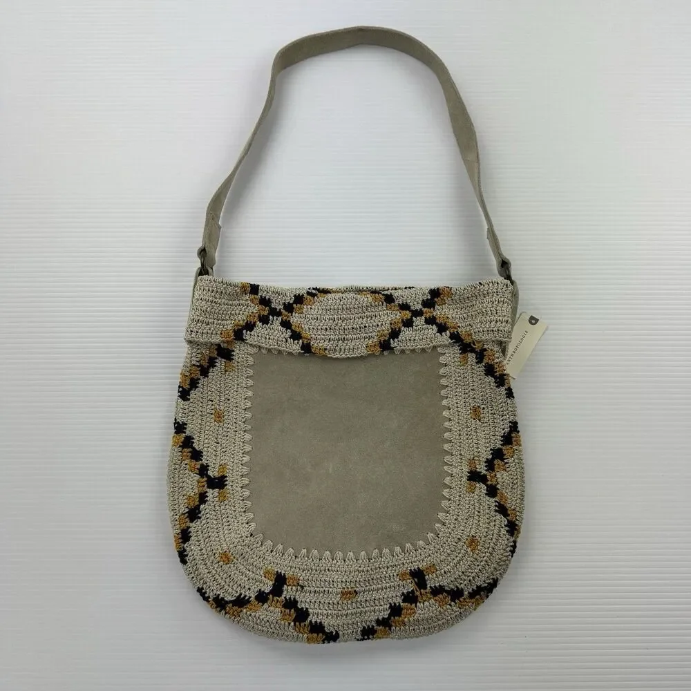 Anthropologie Dauphine Hobo Bag Jasper & Jeera Leather Crochet NWT $148